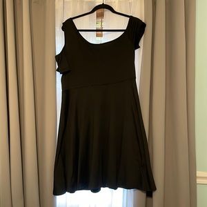 Plus Asymmetrical Neck Cut Out A- line Dress